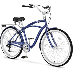 Docred Beach Cruiser Bike,24/26 Inch 7-Speed Adult Bicycle, Comfortable Step-Through Frame with Rear Rack, Classic City Cruiser - 1 of 4