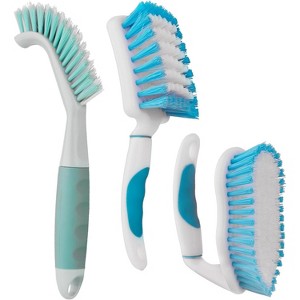 3 Pack Heavy-Duty Scrub Brush Set with Stiff Bristles, Grout Cleaning Brush for Bathroom, Bathtub, Kitchen and Tile - 1 of 4