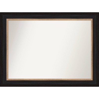 45"x34" Non-Beveled Vogue Black Wall Mirror - Amanti Art: Modern Large Rectangular, Includes Mounting Hardware