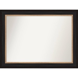 45"x34" Non-Beveled Vogue Black Wall Mirror - Amanti Art: Modern Large Rectangular, Includes Mounting Hardware - 1 of 4