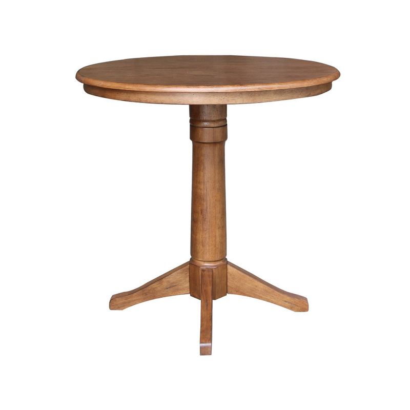 Lillian Round Top Pedestal Table with 12" Drop Leaf Distressed Oak - International Concepts, 4 of 11