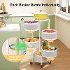 Fruit and Vegetable Basket Bowls for Kitchen with Metal Top Lid, 5 Tier Rotating Storage Rack Cart - 3 of 4