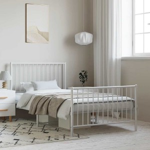 Bed Frame White Powder-coated steel Twin Bed Frame Rectangular - 1 of 4