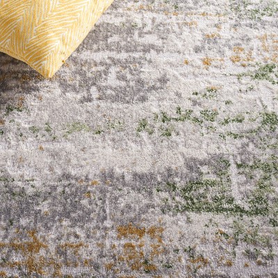 Palma 6'7" Square Gray and Green Synthetic Area Rug