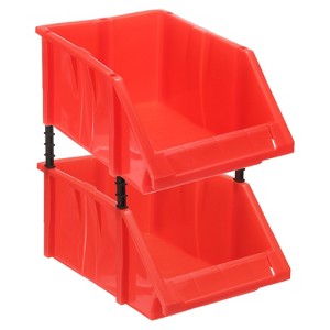 Unique Bargains Plastic Stackable Garage Closet Organization Shelf Bins 2 Pcs - 1 of 4