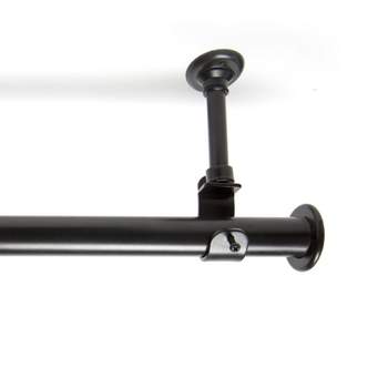 RoomDividersNow 108in - 168in - Adjustable Hanging Curtain Rod, Black (With Brackets)