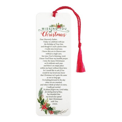 Missing You at Christmas Red 6 x 2 Paper Bookmark with Tassel