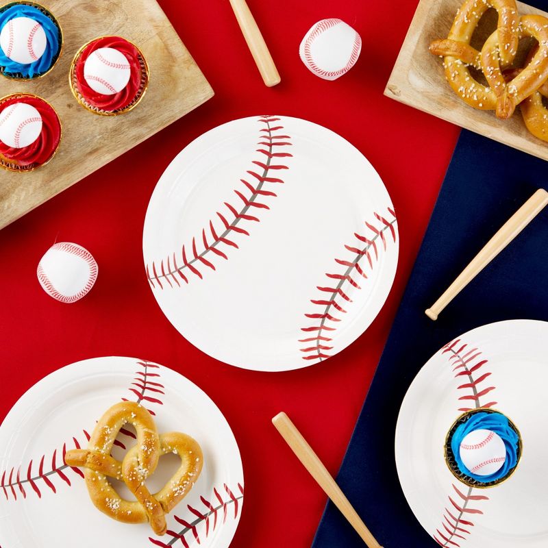 Blue Panda 80-Pack Baseball Paper Plates for Sports Theme Party, Game Day, End of Season Team Banquet, Kids Baseball Birthday Party Supplies, 9 In, 3 of 10