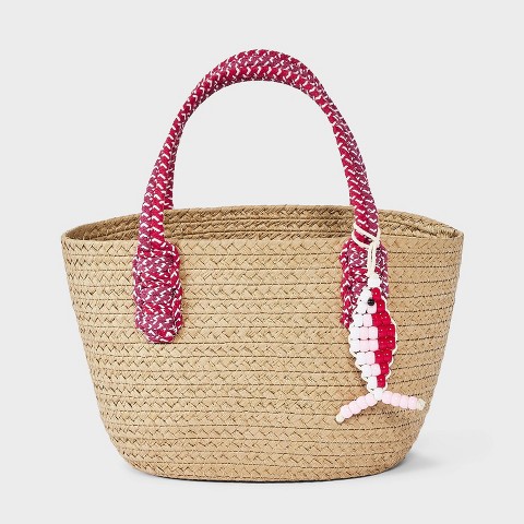 Universal Thread Straw Mini Tote Handbag with Fish Charm - Universal Thread™ Natural