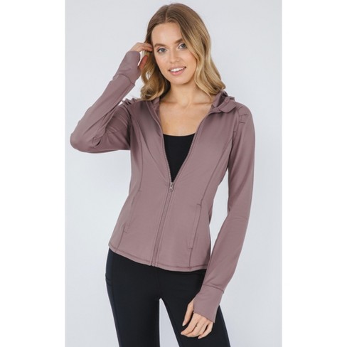 Yogalicious Womens Lux Crosstrain Everyday Half Zip Jacket with Thumbholes  - Antler - X Large