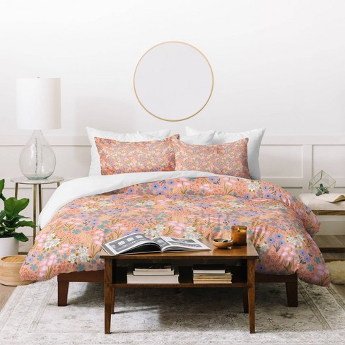 Deny Designs Queen Schatzi Brown Joycelyn Ditsy Apricot Duvet Cover and Pillow Shams: Abstract, Non-Woven, Machine Washable - image 1 of 4