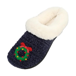 Roxoni Women’s Cozy Faux Fur Slippers with Indoor Outdoor Sole – Festive Holiday Custom Gift Footwear - 1 of 4