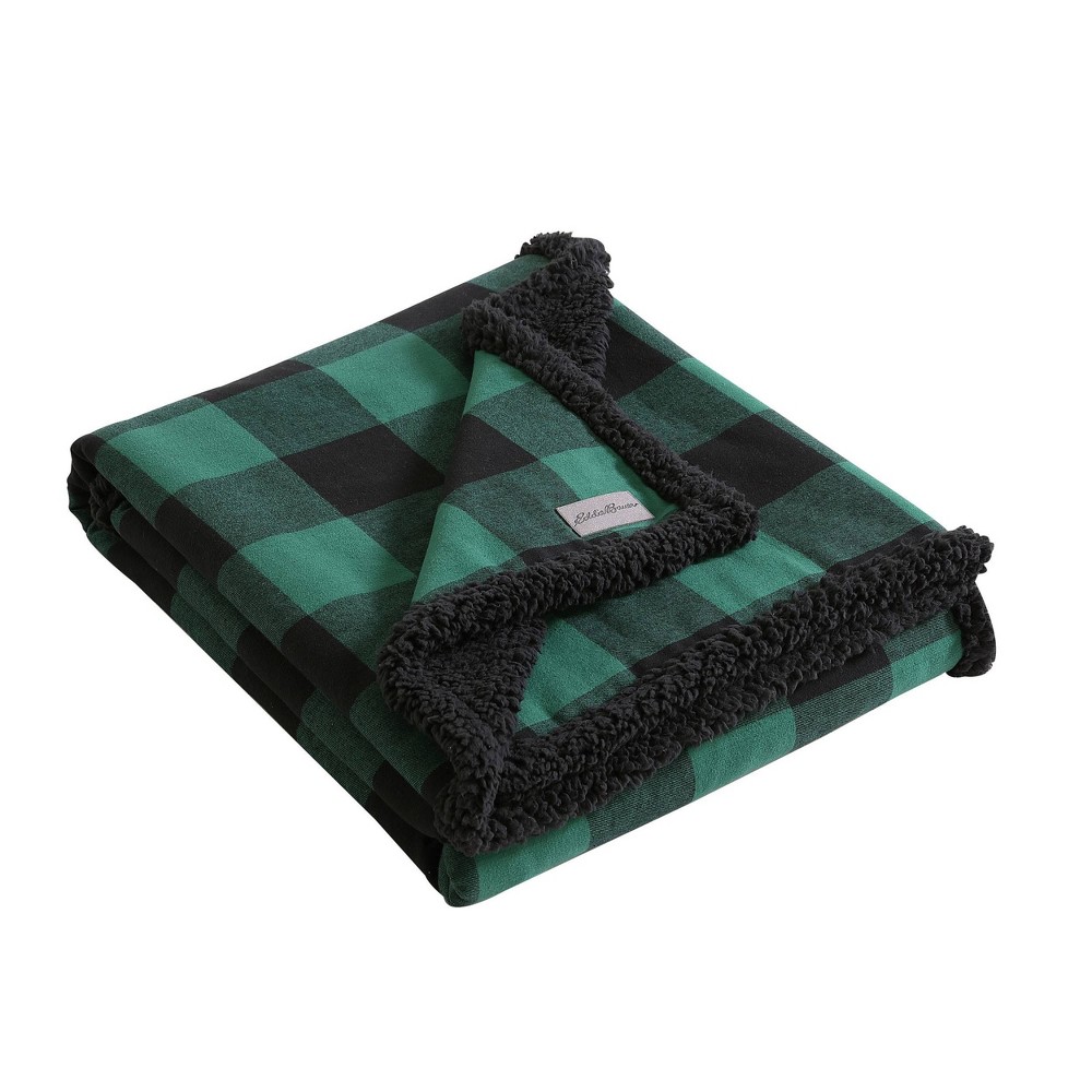 Photos - Duvet Eddie Bauer 50"x60" Cabin Plaid Reversible Throw Blanket Green  