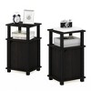 Furinno 2PCS Mid-Century 3-Tier Sofa Side Telephone Table Nightstand Accent End Table w/Storage Cabinet&Open Display Bookshelf,Espresso/Black - 2 of 4