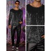 INSPIRE CHIC Men's Vintage Crew Neck Long Sleeves Velvet T-Shirts - 4 of 4