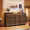 Tribesigns 55-inch Rustic Brown Farmhouse Kitchen Storage Cabinet with 4 Doors and Adjustable Shelves, Wood Credenzas Coffee Bar Cabinet for Living - 2 of 4