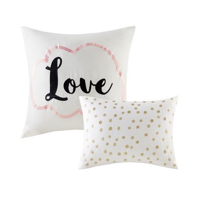 Blush and Gold Twin XL Microfiber Geometric Comforter Set