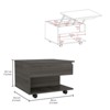 SEVOBAL Coffee Tables Bedside Table Luanda Lift Top Coffee Table with Casters Open Shelf for Living Room, Brown, 21.6"*19.6"*15.3" - 3 of 4