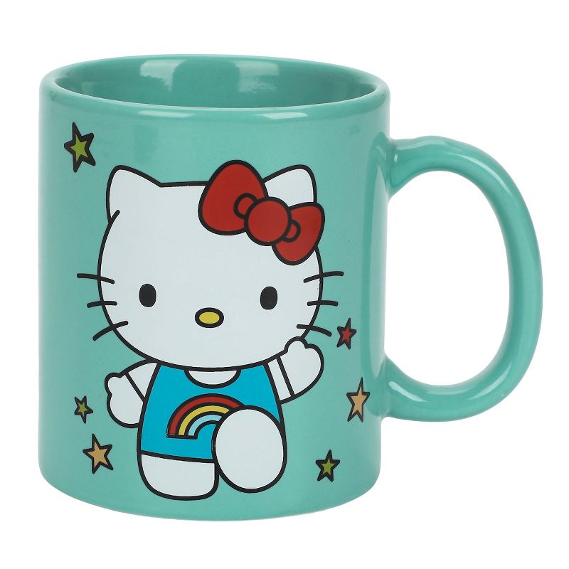 Hello Kitty Stars & Rainbow Letters 16 Oz Teal Ceramic Mug, 2 of 5