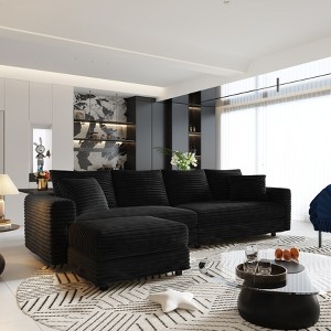 KTMBDW 102.4" Sofa Couch, Comfy Couches for Living Room, Plush Corduroy Sofas for Living Room, Tool-Free Setup Deep Seat Sofa - 1 of 4