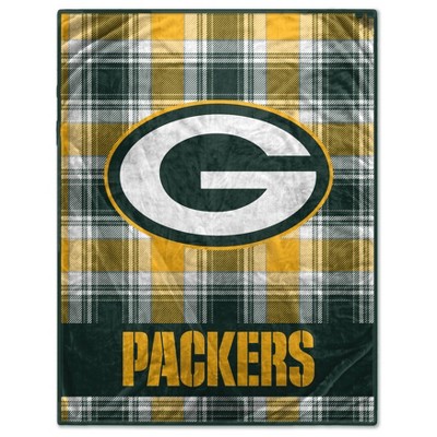 NFL Green Bay Packers Plaid Oversized Ultra Cozy Throw Blanket