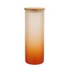 100 North 25 Ounce Frosted Glass Gradient Travel Tumbler With Straw & Wooden Lid, Tabby Cat Paint Splatter Orange - 2 of 4