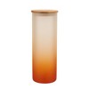 100 North 25 Ounce Frosted Glass Gradient Travel Tumbler With Straw & Wooden Lid, French Bulldog Paint Splatter Orange - image 2 of 4