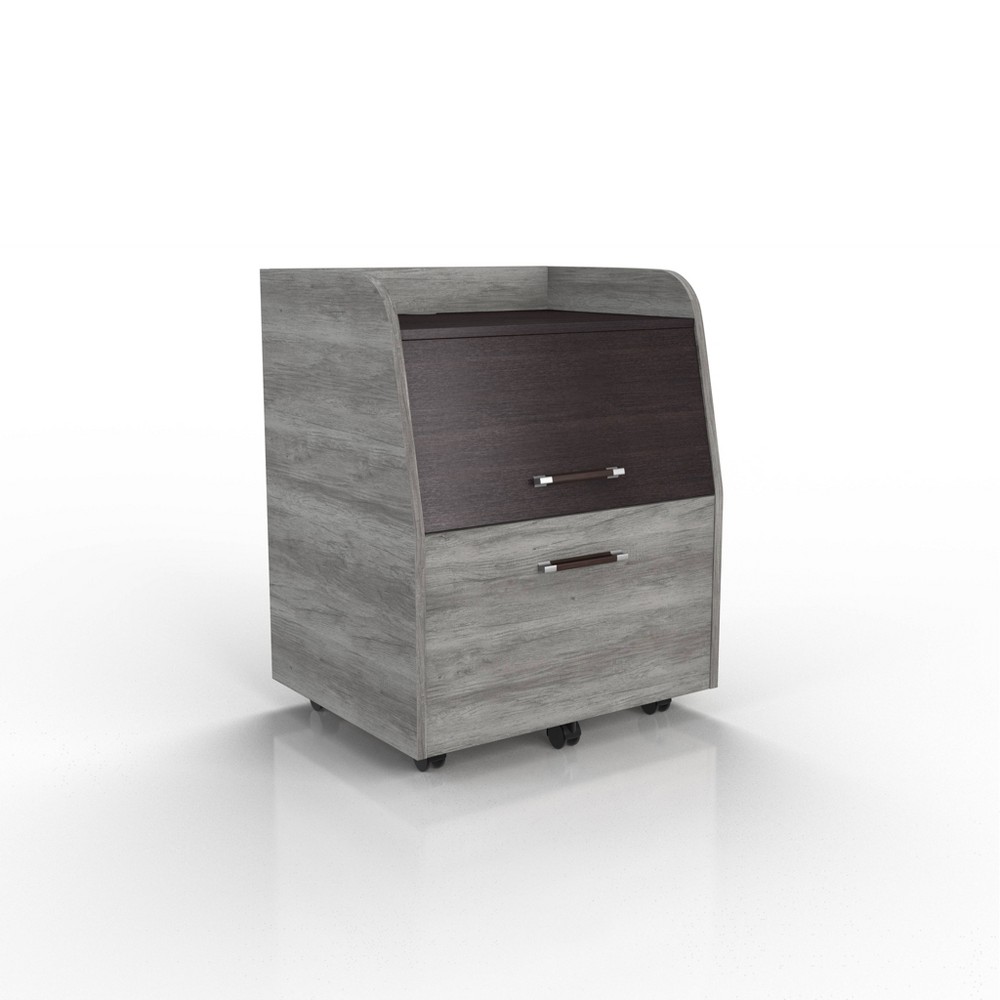 24/7 Shop At Home Brionie Letter File Cabinet Vintage Gray Oak: Farmhouse Style, MDF Wood, 1-Drawer Storage