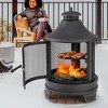 Tangkula 30 Inch Outdoor Fire Pit Chiminea w/ Grill Chimney Spark Screen Door Fire Poker - 2 of 4