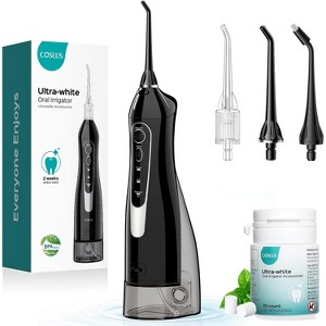COSLUS Water Flosser Pick with 30pcs Whitening Mint Flavor Refill Combo for Teeth, Braces, Gums Care - Easy to Use, Portable for Travel Coffee Lovers - 1 of 4
