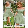 EXLURA Women's 2025 Summer Short Puff Sleeve Casual Short Mini Dresses Tie Back Square Neck A-Line Sundress - 2 of 4