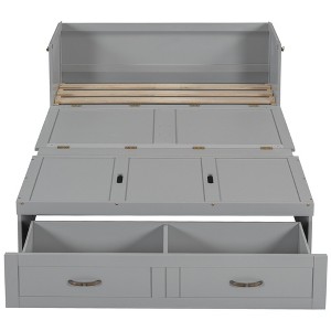 CLIHOME Full Size Murphy Bed with USB Ports, Large Drawers and Metal Handles - 1 of 4
