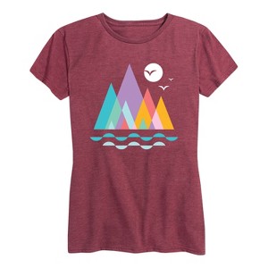 Women's - Instant Message - Colorful Geometric Mountains Short Sleeve Graphic T-Shirt - 1 of 4