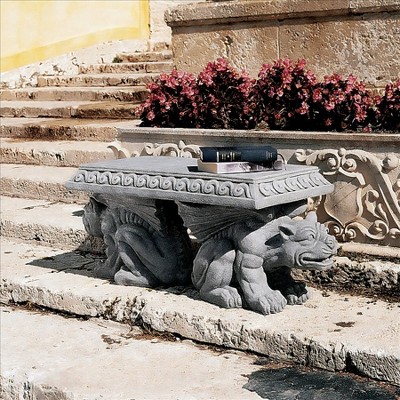 Blair Castle 31" Faux Stone Resin Gargoyle Bench