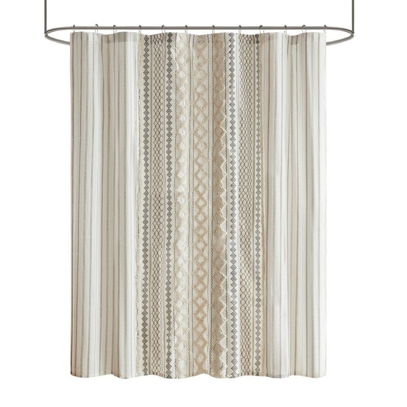 72"x72" Imani Chenille Striped Cotton Printed Shower Curtain, 5 of 7