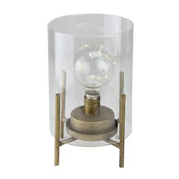 Melrose 10” Glass Hurricane Cylinder Lantern with LED Fairy Light Bulb