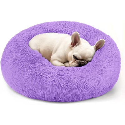 Dog & Cat Bed for Indoor Cats, 20in Calming Donut Bed for Puppy and Kitten, Washable Round Fluffy Pet Bed for Small Medium Dogs and Cats