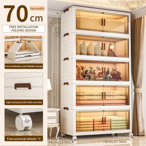 AEELLEEA 4/5/6 Tier Stackable Collapsible Lidded Storage Bins with Wheels | For Clothes, Sweaters & Towels (Closet Organization - 1 of 4