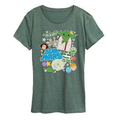 Women's - Star Wars - Yoda Stickers Short Sleeve Graphic T-Shirt