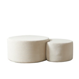 Dexmalle Modern Foam Round Upholstered Coffee Table Set of 2 - 1 of 4