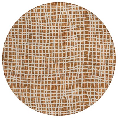 Orange Beige And Copper Striped Washable Indoor Outdoor Area Rug