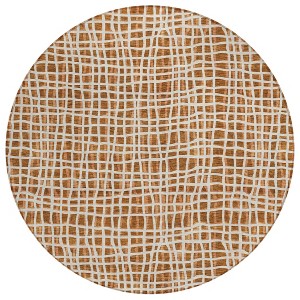 Orange Beige And Copper Striped Washable Indoor Outdoor Area Rug - 1 of 4