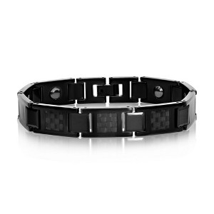 Metallo Mens  Magnetic Tungsten, Carbon Fiber Bracelet - Black Plated - Black - 8.5 Inch - 1 of 3