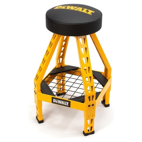 Dewalt Shop Stool, 360 Degree Swivel Seat, Steel Frame, Padded Cushion, Tool Storage Shelf, Adjustable Foot Pads, 300 lb Capacity, 17.25" x 30", Black - image 1 of 4