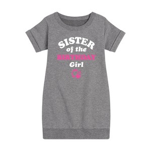 Girls' - Barbie - Sister of The Birthday Girl Graphic Short Sleeve Fleece Dress - 1 of 4