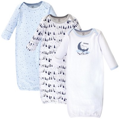 Touched by Nature Baby Organic Cotton Long-Sleeve Gowns 3pk, Sweet Dreams, 0-6 Months