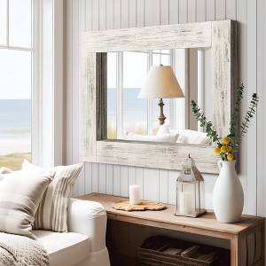 Lirago Distressed Wood Wall Mirrors Farmhouse Mirror Set of 2 Weathered White 36x24 - 1 of 4