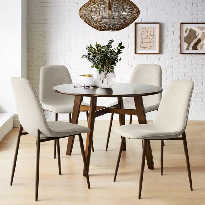 Oslo Walnut Dining Chairs Set Of 4,Upholstered Dining Chairs with Walnut Metal Legs-Maison Boucle