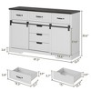 Farmhouse Buffet Cabinet, 47.2” Sideboard Cabinet w/6 Drawer, Rustic Storage Cabinets w/Sliding Barn Door - 2 of 4