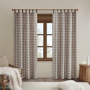 Vynxaria Curtain Panel (50" W x 84" L) Faux Leather Tab Top, Fleece Lined, Thermal Insulation, 100% Polyester, Machine Washable - 1 of 4